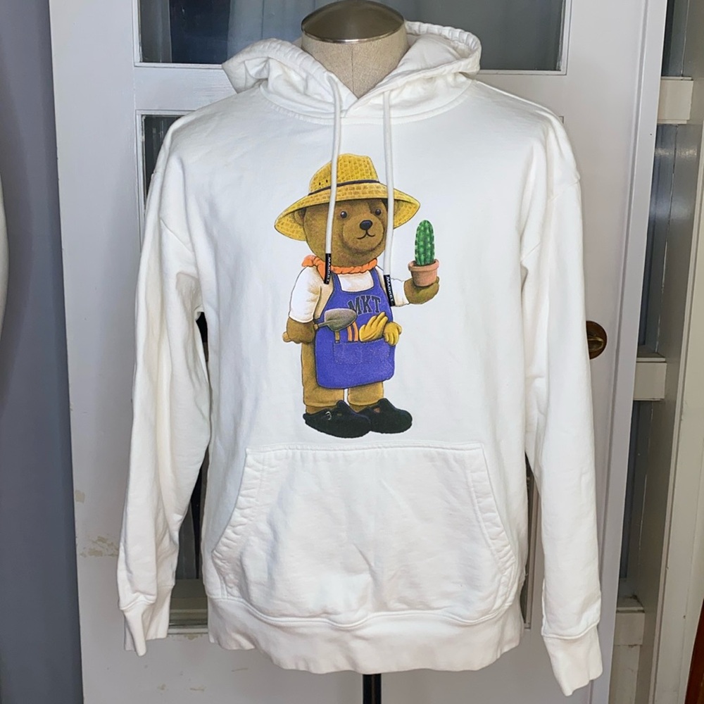Market botanical bear hoodie size L